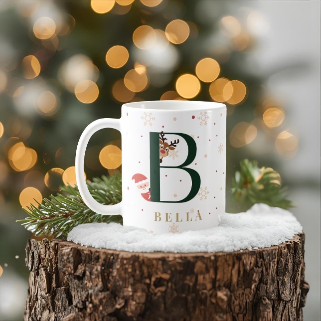 Personalized Christmas Monogram B Mug Kaffeetasse (Von Creator hochgeladen)