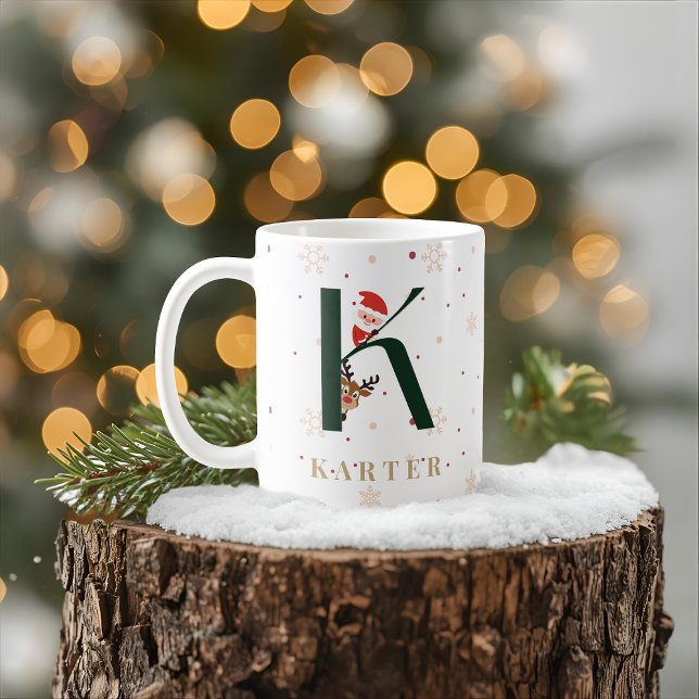 Personalized Christmas Monogram K Mug Kaffeetasse (Von Creator hochgeladen)