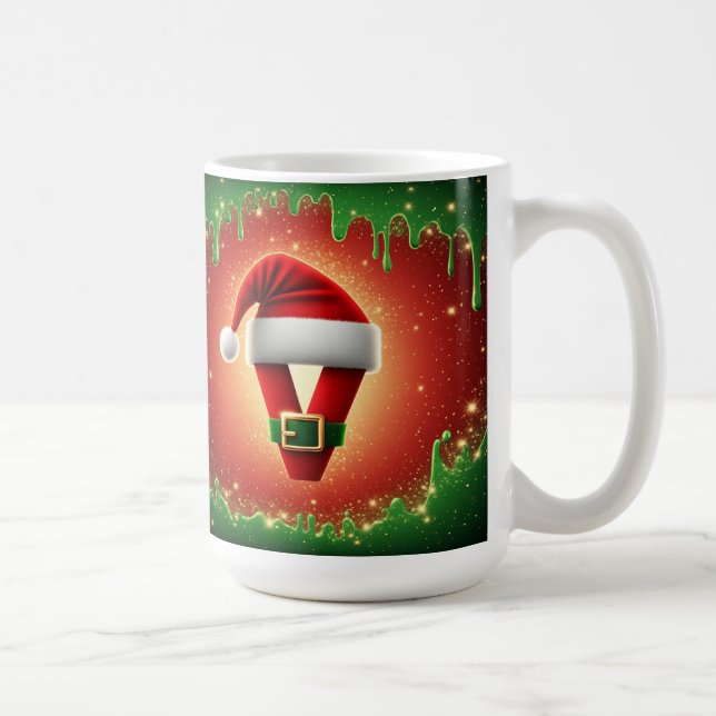 Personalized Christmas Monogram V with Santa Hat Kaffeetasse (Rechts)