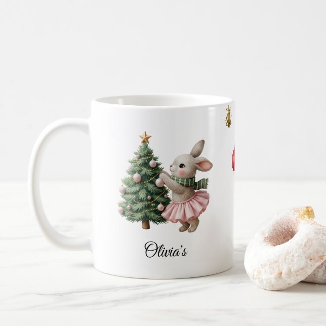 Personalized Christmas Mug Custom Name Holiday Cup Kaffeetasse (Mit Donut)