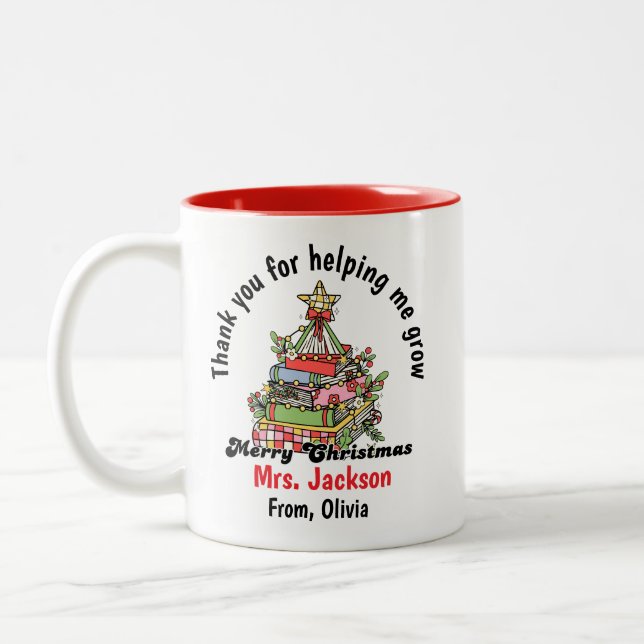 Personalized Christmas Mug for Teacher  Zweifarbige Tasse (Links)