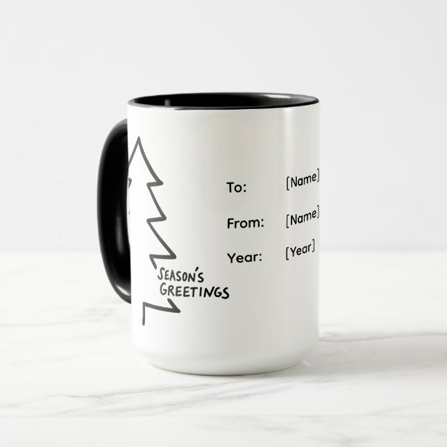 Personalized Christmas Mug – Season’s Greetings Tasse (Vorderseite Links)