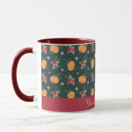 Personalized Christmas Mug with Oranges and Holly Tasse