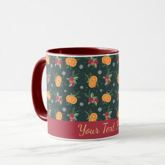 Personalized Christmas Mug with Oranges and Holly Tasse