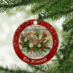 Personalized Christmas Music French Horn Keramik Ornament