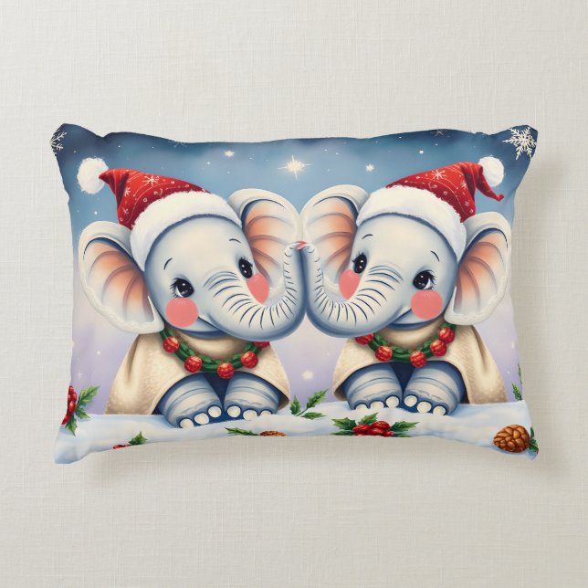 Personalized Christmas Pillow Duo Love Elephants Dekokissen (Vorderseite)