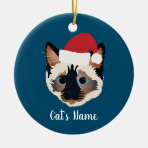 Personalized Christmas Siamese Cat Keramik Ornament