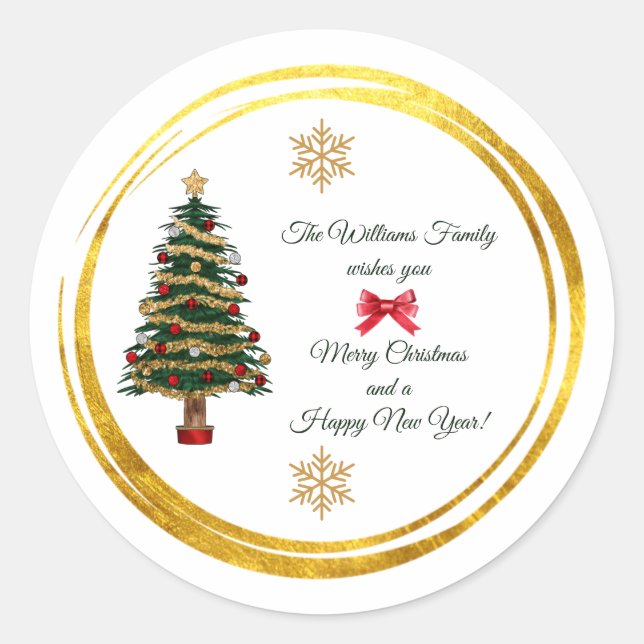 Personalized Christmas Sticker with Name & Wishes (Vorderseite)