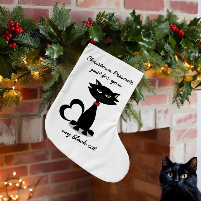 Personalized Christmas Stocking for black cats Kleiner Weihnachtsstrumpf (My black cat loves presents any time of year and I made this for her.)