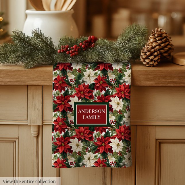 Personalized Christmas Towel Classic Floral Look Geschirrtuch (Personalized Christmas Towel Classic Floral Look)
