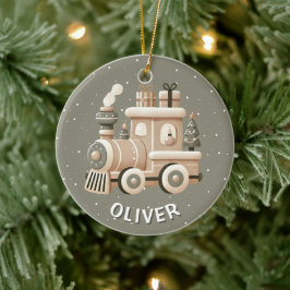 Personalized Christmas Train for Kids Keramik Ornament