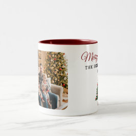 Personalized Christmas Tree Family Photo  Zweifarbige Tasse