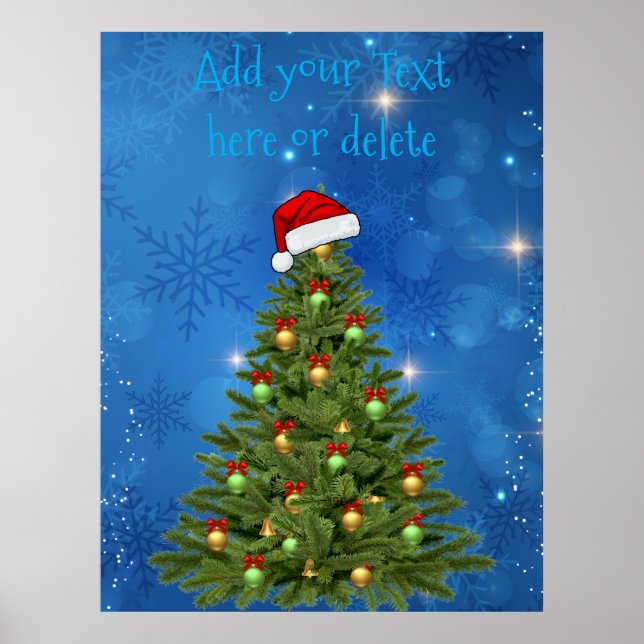 Personalized Christmas Tree Snowflake Wall Poster (Vorne)