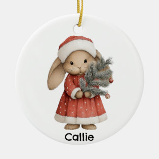 Personalized Christmas Victorian Bunny Rabbit Keramik Ornament