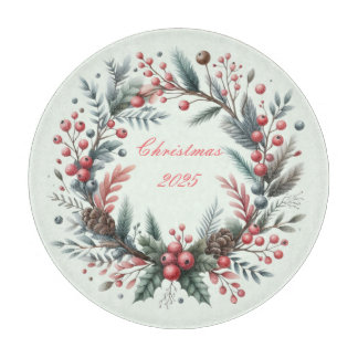 Personalized Christmas Wreath Cutting Board Schneidebrett