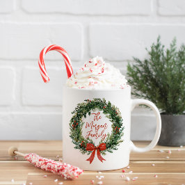 Personalized Christmas Wreath Family Name Holiday Kaffeetasse