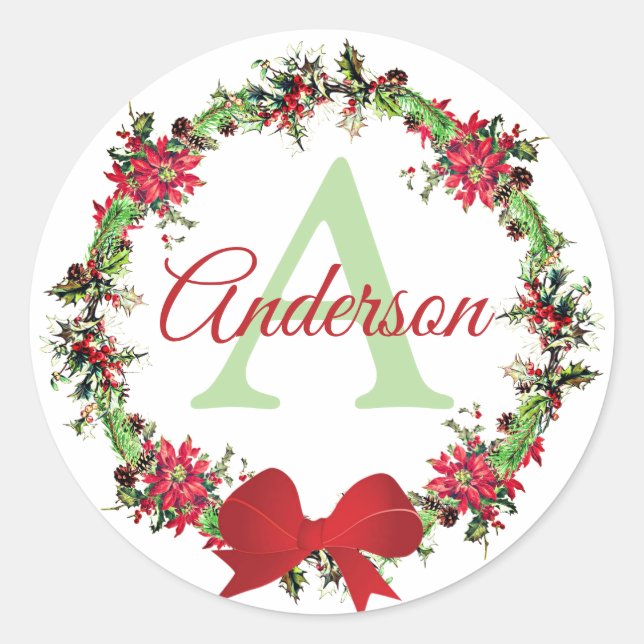 Personalized Christmas wreath Runder Aufkleber (Vorderseite)