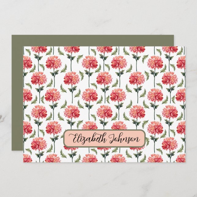 Personalized Chrysanthemum Botanical Note Card Mitteilungskarte (Vorne/Hinten)