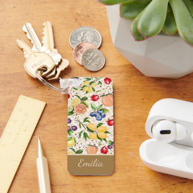 Personalized citrus Brown and beige pattern Schlüsselanhänger (Schreibtisch)