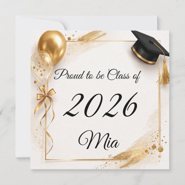 Personalized Class of 2026 Graduation Name Card (Vorderseite)