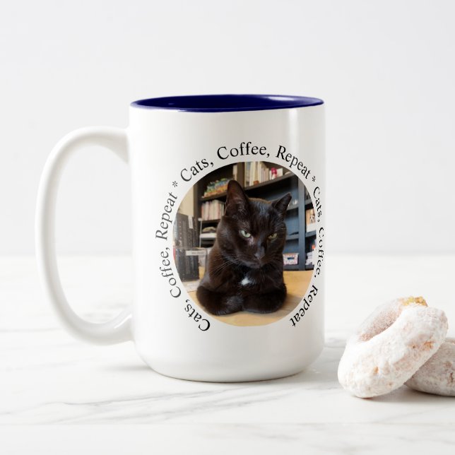 Personalized Coffee Cat Mug Zweifarbige Tasse (Mit Donut)