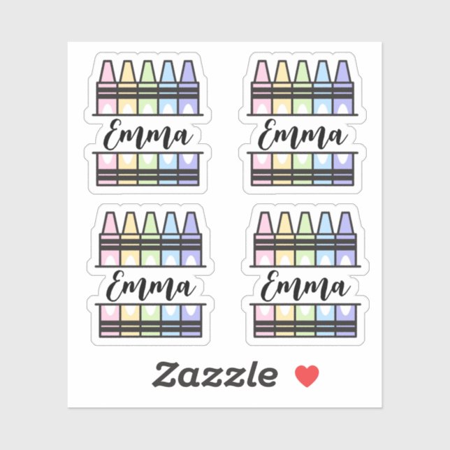 Personalized Colorful Crayon Name Sticker (Blatt)