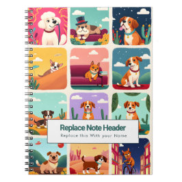 Personalized Colorful Cute Dogs Notebook Notizblock