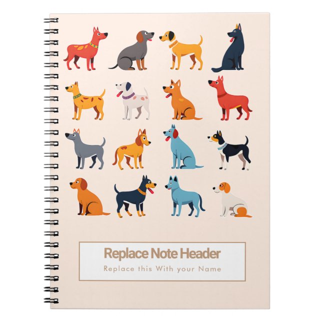 Personalized Colorful Cute Dogs Notebook Notizblock (Vorderseite)