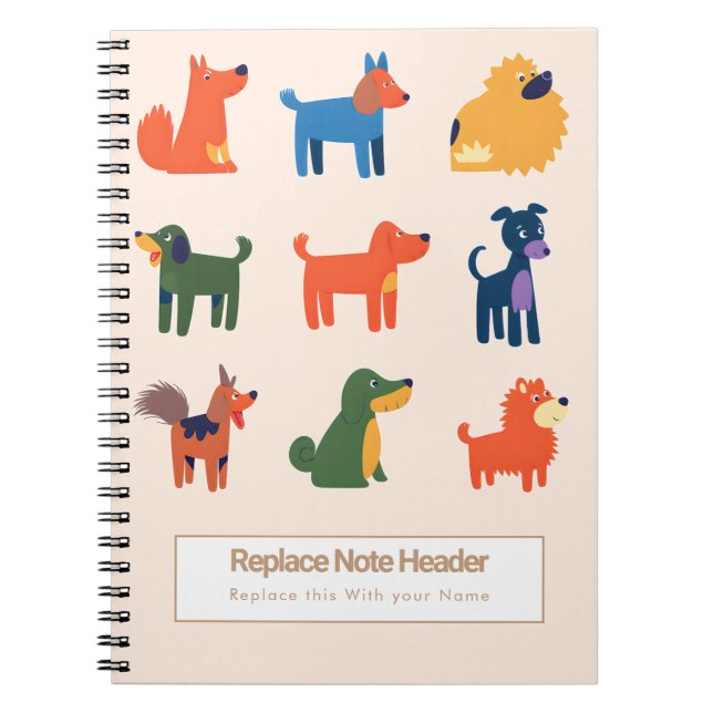 Personalized Colorful Cute Dogs Notebook Notizblock (Vorderseite)