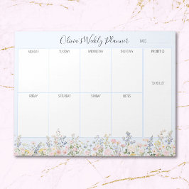 Personalized Colorful Flower Floral Weekly Planner Notizblock