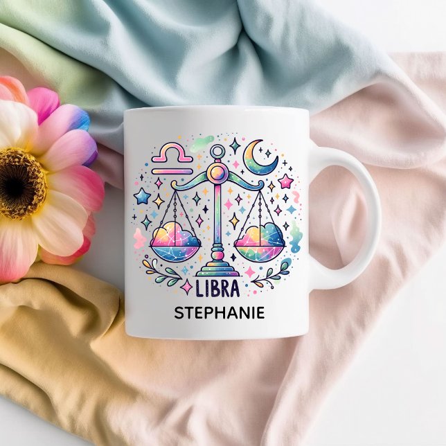 Personalized Colorful Libra Zodiac Astrology Kaffeetasse (Personalized Colorful Libra Zodiac Astrology Coffee Mug)