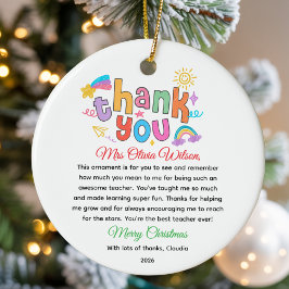 Personalized Colorful Teacher Appreciation Gift Keramik Ornament