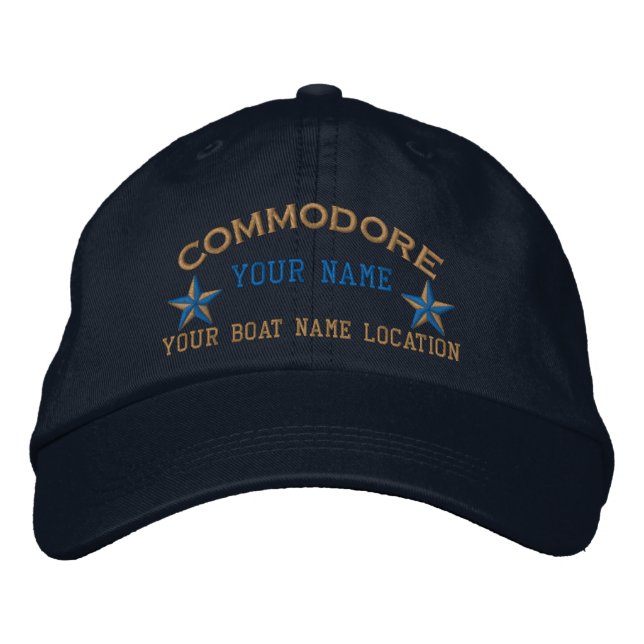 Personalized Commodore Stars Ball Cap Embroidery Bestickte Baseballkappe (Vorderseite)