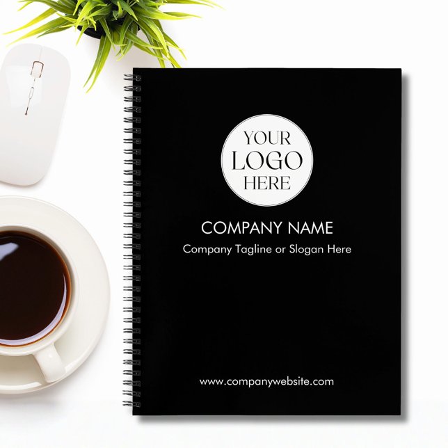 Personalized Company Business Logo Template Black Notizbuch (In situ)