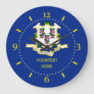 Personalized Connecticut State Flag Design on Große Wanduhr