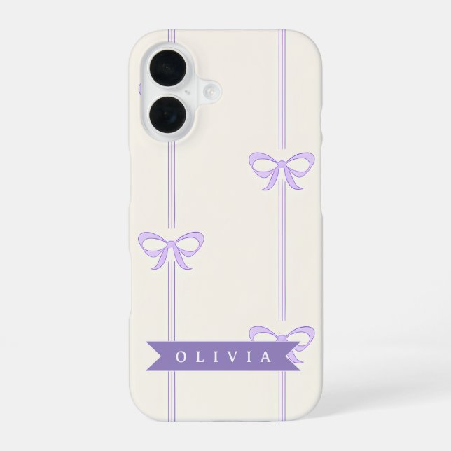 Personalized Coquette Bow Name Girly Aesthetic iPhone 16 Hülle (Rückseite)