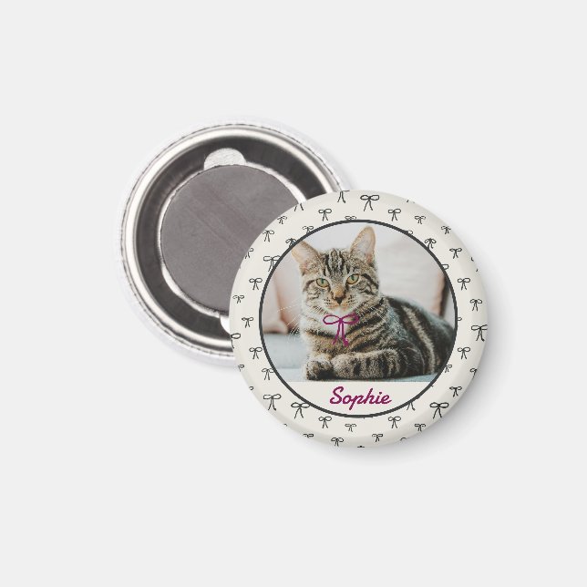 Personalized Coquette Bow Pet Photo Magnet (Vorderseite/Rückseite)