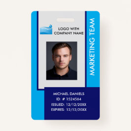 Personalized Corporate Employee ID Badge Blue Ausweis