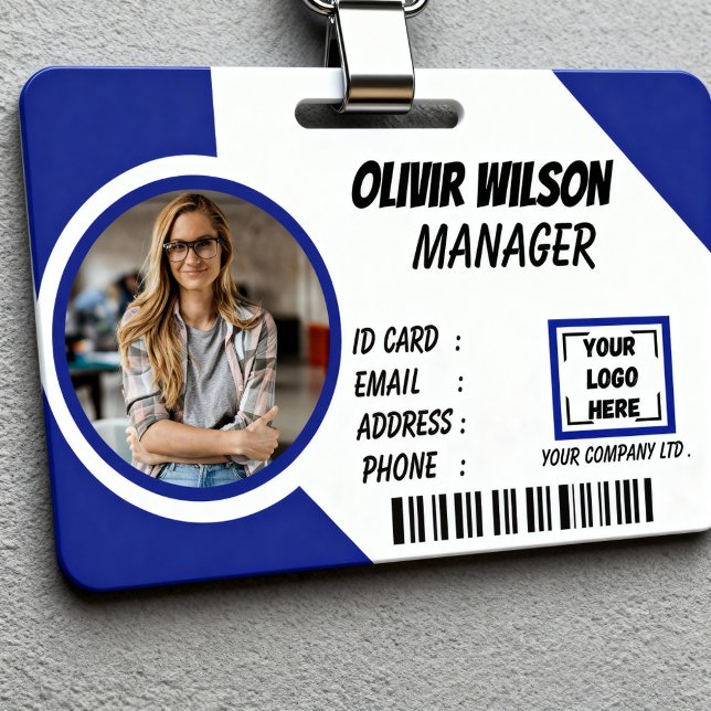 Personalized Corporate Employee ID Badge Blue Ausweis (Von Creator hochgeladen)