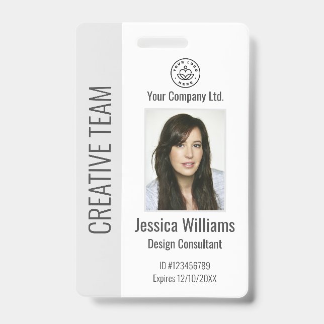 Personalized Corporate Employee ID Badge Gray Ausweis (Vorderseite)