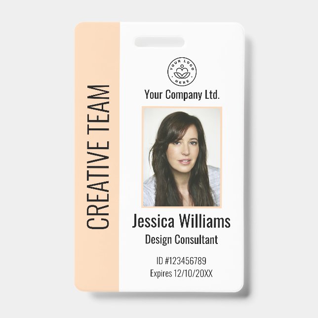 Personalized Corporate Employee ID Badge Peach Ausweis (Vorderseite)