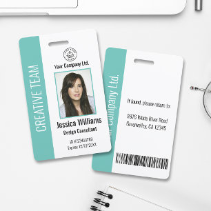 Personalized Corporate Employee ID Badge Teal Ausweis
