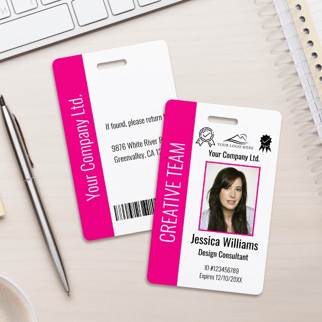Personalized Corporate Employee ID Hot Pink Ausweis (Von Creator hochgeladen)