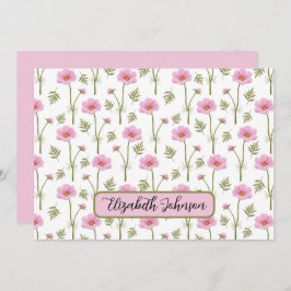 Personalized Cosmos Floral Botanical Note Card Mitteilungskarte