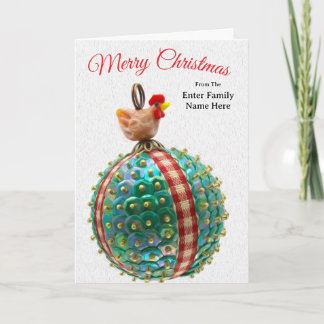 Personalized Country Chicken Christmas Card Feiertagskarte