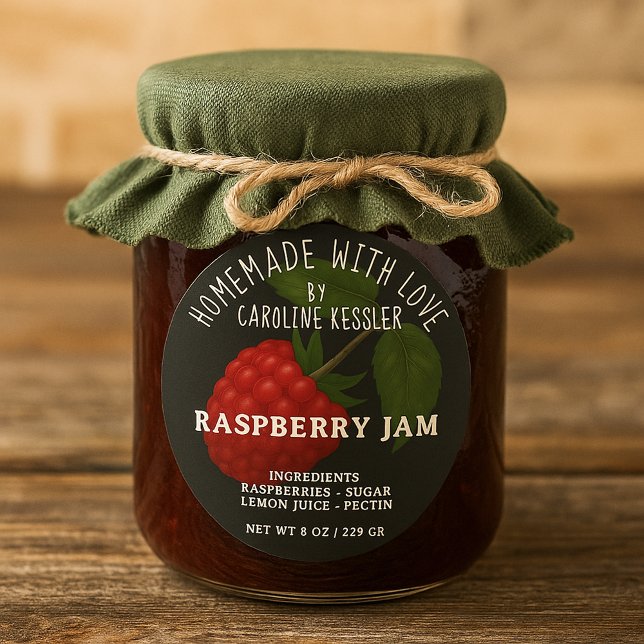 Personalized Country Farm Raspberry Jam Canning Runder Aufkleber (Von Creator hochgeladen)