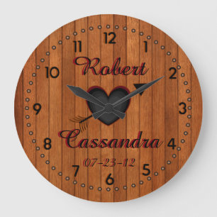 Personalized Country Style Faux-Wood Wall Clock Große Wanduhr