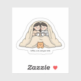 Personalized Couple & Cat Lovers Cozy Collection  Aufkleber