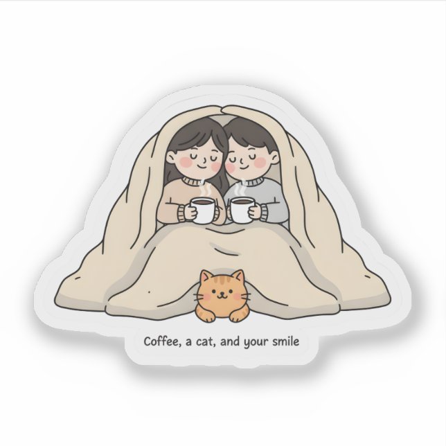 Personalized Couple & Cat Lovers Cozy Collection  Aufkleber (Vorderseite)