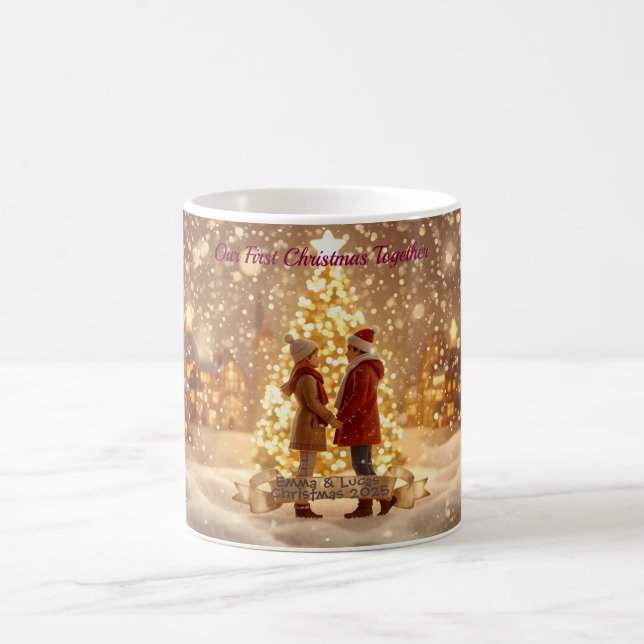 Personalized Couple Christmas Mug – Romantic Custo Kaffeetasse (Mittel)